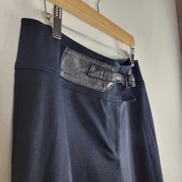 MAG Magaschoni Faux Belted Mid Rise Flare Trouser Pants - Picture 3 of 10